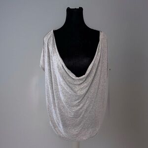 We The Free Free People Top Sz S Grey Cowl Neck Cap Sleeve Boho Tee Shirt